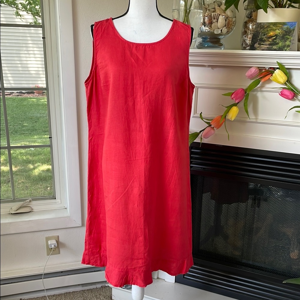 Orange Sleeveless Scoop Neck Sundress